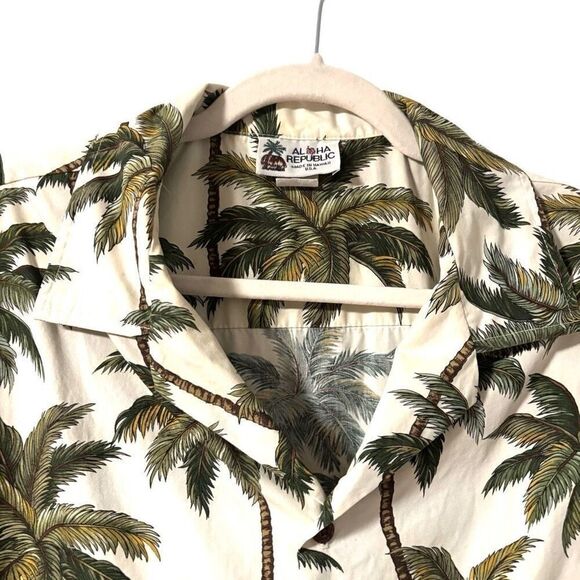 Aloha Republic Hawaiian shirt XL cotton palm tree print pocket short sleeve - Picture 3 of 8